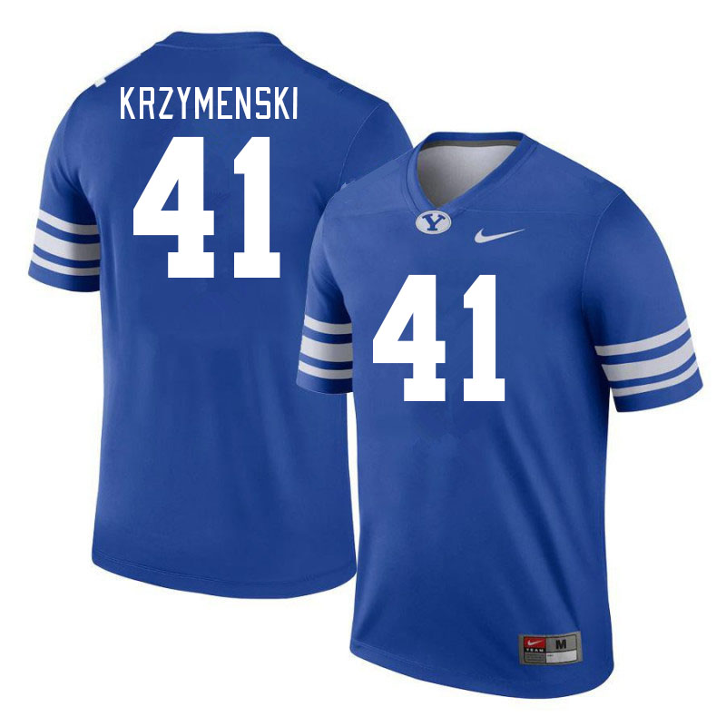 Men #41 Taden Krzymenski BYU Cougars College Football Jerseys Stitched-Royal - Click Image to Close